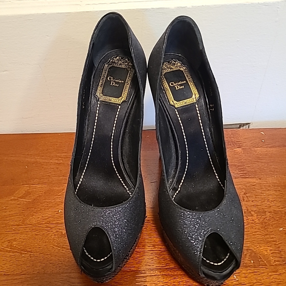 Dior Black Peep-Toe Heels